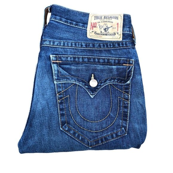 VINTAGE True Religion Jeans Size 34 BENNY Blue - Picture 2 of 8